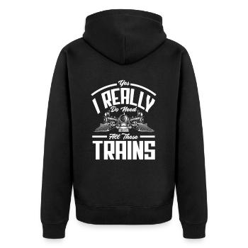, j’ai vraiment besoin de tous ces trains - Veste à capuche bio Premium Unisexe - noir - Dos - Nico (187cm)
