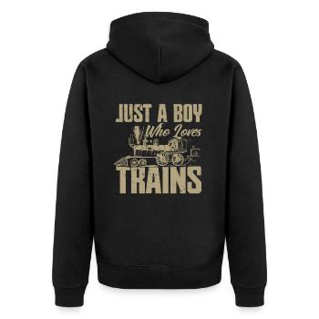 Seulement un garçon qui aime les trains - Veste à capuche bio Premium Unisexe - noir - Dos - Nico (187cm)
