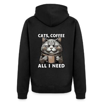 Drôle Chat Art Chat Propriétaire Chats Café - Veste à capuche bio Premium Unisexe - noir - Dos - Nico (187cm)