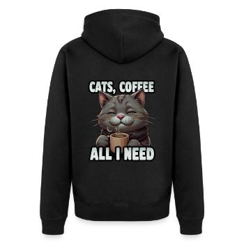 Drôle Chat Art Chat Propriétaire Chats Café - Veste à capuche bio Premium Unisexe - noir - Dos - Nico (187cm)