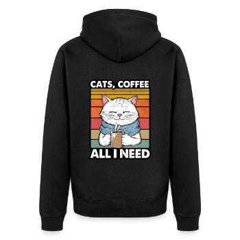 Drôle Chat Art Chat Propriétaire Chats Café - Veste à capuche bio Premium Unisexe - noir - Dos - Nico (187cm)