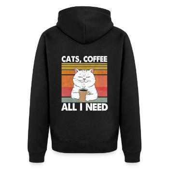 Drôle Chat Art Chat Propriétaire Chats Café - Veste à capuche bio Premium Unisexe - noir - Dos - Nico (187cm)