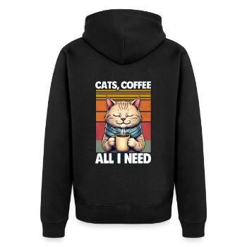 Drôle Chat Art Chat Propriétaire Chats Café - Veste à capuche bio Premium Unisexe - noir - Dos - Nico (187cm)