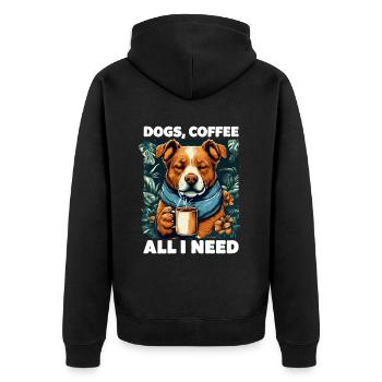 Lustiges Hund Kunst Hundebesitzer Hunde Kaffee - Unisex Premium Bio Zip Hoodie - Schwarz - Hinten - Nico (187cm)