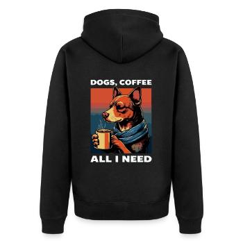 Lustiges Hund Kunst Hundebesitzer Hunde Kaffee - Unisex Premium Bio Zip Hoodie - Schwarz - Hinten - Nico (187cm)