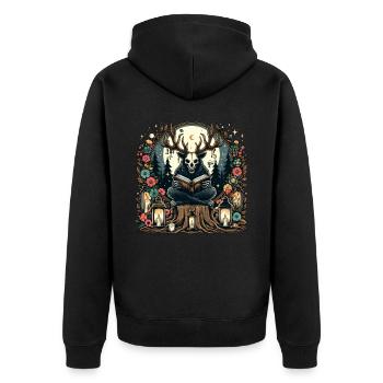 Wendigo Lesebuch - Unisex Premium Bio Zip Hoodie - Schwarz - Hinten - Nico (187cm)