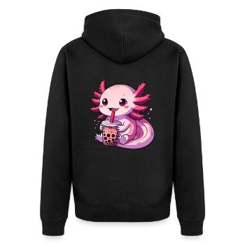 Axolotl Boba Thé Buvant Otaku Anime Lover - Veste à capuche bio Premium Unisexe - noir - Dos - Nico (187cm)