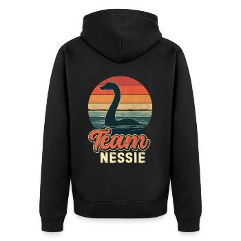 Team Nessie - Unisex Premium Bio Zip Hoodie - Schwarz - Hinten - Nico (187cm)