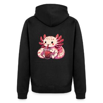 Axolotl Boba Thé Buvant Otaku Anime Lover - Veste à capuche bio Premium Unisexe - noir - Dos - Nico (187cm)