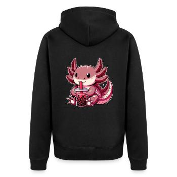 Axolotl Boba Thé Buvant Otaku Anime Lover - Veste à capuche bio Premium Unisexe - noir - Dos - Nico (187cm)