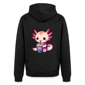 Axolotl Boba Thé Buvant Otaku Anime Lover - Veste à capuche bio Premium Unisexe - noir - Dos - Nico (187cm)