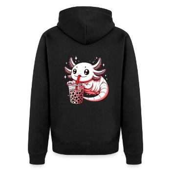 Axolotl Boba Thé Buvant Otaku Anime Lover - Veste à capuche bio Premium Unisexe - noir - Dos - Nico (187cm)