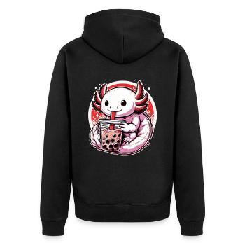 Axolotl Boba Thé Buvant Otaku Anime Lover - Veste à capuche bio Premium Unisexe - noir - Dos - Nico (187cm)