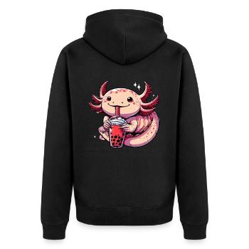 Axolotl Boba Thé Buvant Otaku Anime Lover - Veste à capuche bio Premium Unisexe - noir - Dos - Nico (187cm)