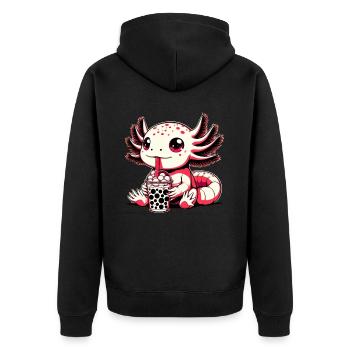 Axolotl Boba Thé Buvant Otaku Anime Lover - Veste à capuche bio Premium Unisexe - noir - Dos - Nico (187cm)