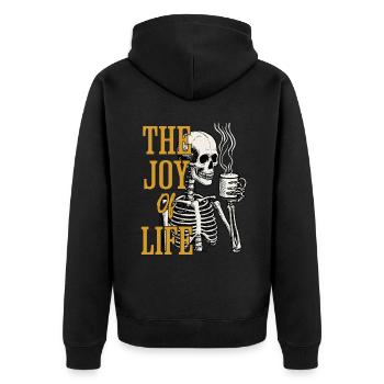 Café La joie de vivre Drôle d’amateur de café - Veste à capuche bio Premium Unisexe - noir - Dos - Nico (187cm)