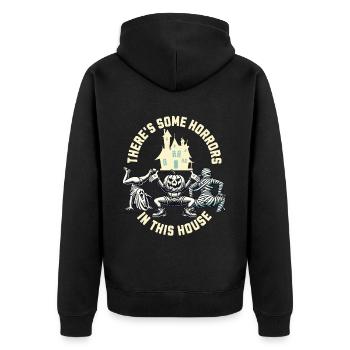 Il y a des horreurs drôles de dicton d’Halloween - Veste à capuche bio Premium Unisexe - noir - Dos - Nico (187cm)