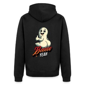 Boo Yeah Fantôme Drôle Dire Design - Veste à capuche bio Premium Unisexe - noir - Dos - Nico (187cm)