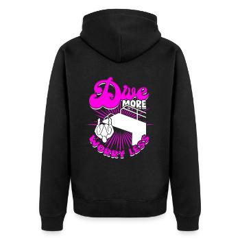 Taucher Sporttauchen Tauchen Dive More Worry Less - Unisex Premium Bio Zip Hoodie - Schwarz - Hinten - Nico (187cm)