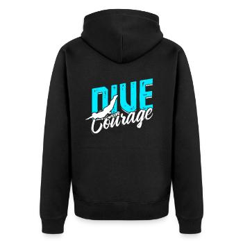 Taucher Sporttauchen Tauchen Dive With Courage - Unisex Premium Bio Zip Hoodie - Schwarz - Hinten - Nico (187cm)
