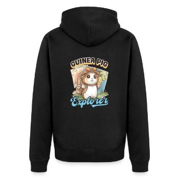 Meerschweinchen Meerschweinchen Entdecker - Unisex Premium Bio Zip Hoodie - Schwarz - Hinten - Nico (187cm)