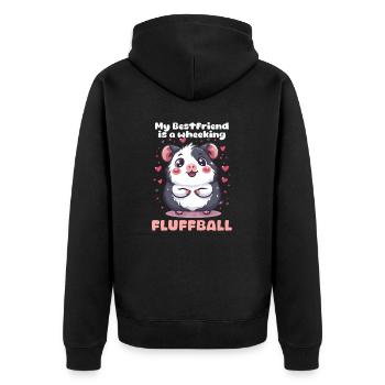 Meerschweinchen Mein Bester Freund Ist Ein Keuchender Flauschball - Unisex Premium Bio Zip Hoodie - Schwarz - Hinten - Nico (187cm)