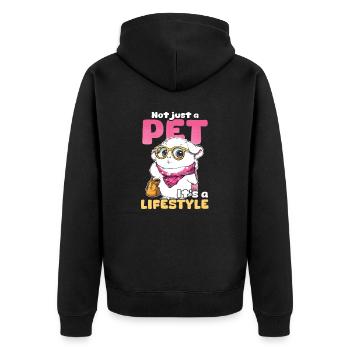 Meerschweinchen ist nicht nur ein Haustier, es ist ein Lebensstil - Unisex Premium Bio Zip Hoodie - Schwarz - Hinten - Nico (187cm)
