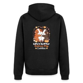 Meerschweinchen: Das Leben ist besser mit Meerschweinchen-Streicheleinheiten - Unisex Premium Bio Zip Hoodie - Schwarz - Hinten - Nico (187cm)