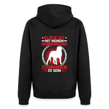 With my mountain dog his Swiss Mountain Dog - Unisex Premium Organic Zip Hoodie - black - Back - Nico (187cm)