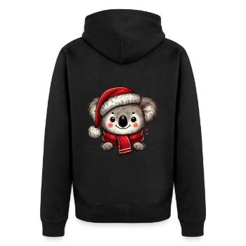 Cuddly Christmas koala with red scarf and - Unisex Premium Organic Zip Hoodie - black - Back - Nico (187cm)