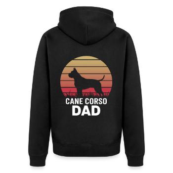 Cane Corso Italiano Papa Dad Cane Corso Gift - Unisex Premium Organic Zip Hoodie - black - Back - Nico (187cm)