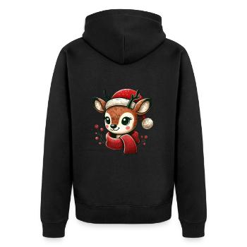 Renne de Noël avec écharpe et chapeau - Veste à capuche bio Premium Unisexe - noir - Dos - Nico (187cm)