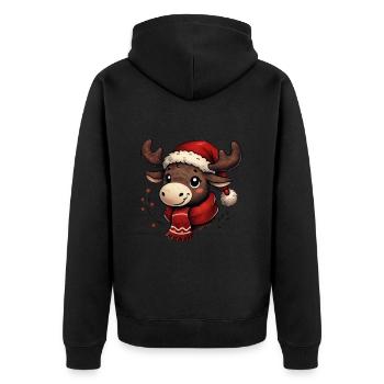 Mignon renne avec chapeau de Père Noël - Veste à capuche bio Premium Unisexe - noir - Dos - Nico (187cm)
