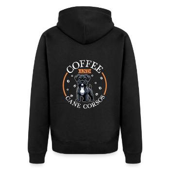 Coffee and Cane Corso - Unisex Premium Organic Zip Hoodie - black - Back - Nico (187cm)