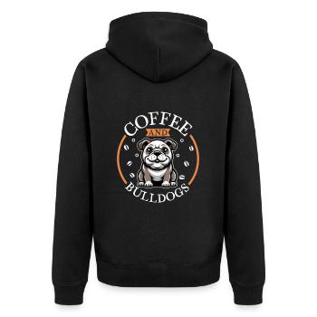 Kaffee und Bulldogge - Unisex Premium Bio Zip Hoodie - Schwarz - Hinten - Nico (187cm)