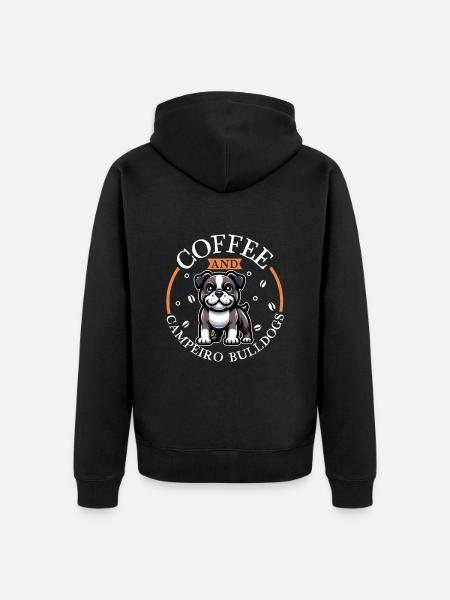 Coffee and Campeiro Bulldog - Unisex Premium Organic Zip Hoodie - black