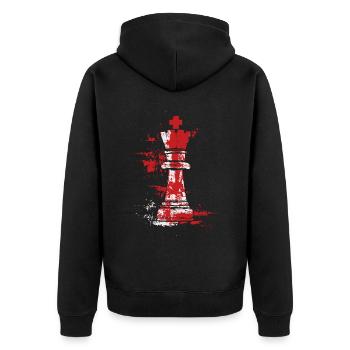 Queen Chess Masterpiece Design - Unisex Premium Organic Zip Hoodie - black - Back - Nico (187cm)