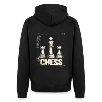 Queen Chess Masterpiece Design - Unisex Premium Organic Zip Hoodie - black - Back - Nico (187cm)