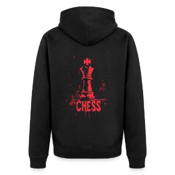 Queen Chess Masterpiece Design - Unisex Premium Organic Zip Hoodie - black - Back - Nico (187cm)