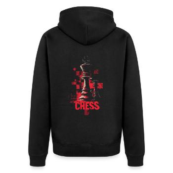 Queen Chess Masterpiece Design - Unisex Premium Organic Zip Hoodie - black - Back - Nico (187cm)