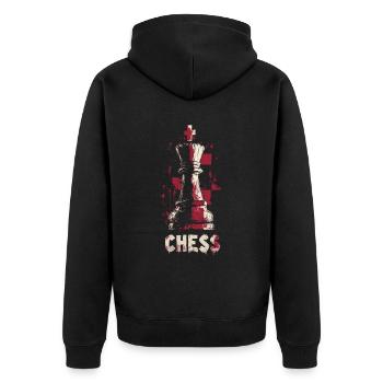 Queen Chess Masterpiece Design - Unisex Premium Organic Zip Hoodie - black - Back - Nico (187cm)