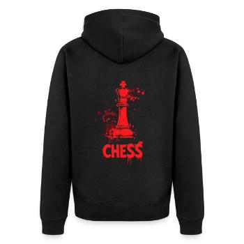 Queen Chess Masterpiece Design - Unisex Premium Organic Zip Hoodie - black - Back - Nico (187cm)