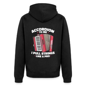 Akkordeon - Unisex Premium Bio Zip Hoodie - Schwarz - Hinten - Nico (187cm)