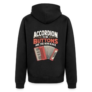 Akkordeon - Unisex Premium Bio Zip Hoodie - Schwarz - Hinten - Nico (187cm)