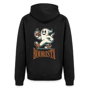 Funny Coffee Saying Spooky Ghosts - Unisex Premium Organic Zip Hoodie - black - Back - Nico (187cm)