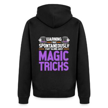 Funny Magician Magic - Unisex Premium Bio Zip Hoodie - Schwarz - Hinten - Nico (187cm)