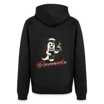 Lustiger Kaffee Spruch Boorista Halloween Geist - Unisex Premium Bio Zip Hoodie - Schwarz - Hinten - Nico (187cm)