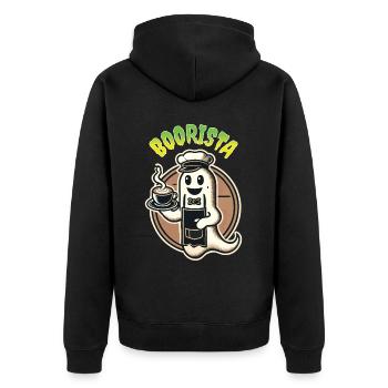 Funny Coffee Saying Spooky Ghosts - Unisex Premium Organic Zip Hoodie - black - Back - Nico (187cm)