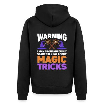 Funny Magician Magic - Unisex Premium Bio Zip Hoodie - Schwarz - Hinten - Nico (187cm)