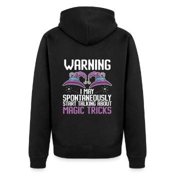 Funny Magician Magic - Unisex Premium Bio Zip Hoodie - Schwarz - Hinten - Nico (187cm)